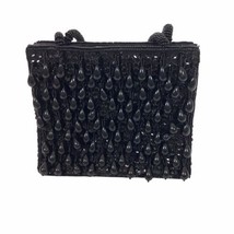 La Regale Black Beaded Evening Bag Purse Bead Droplets Handmade 6.5 x 5.5 - £14.70 GBP