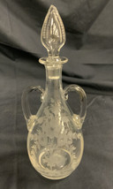 Hawkes Double Handle Perfume, Decanter, or Scent Bottle Etched Flowers Signed - £70.20 GBP