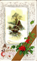 Vtg Postcard Winsch A joyful Christmas  Snow Scene Watermill c1910 Embossed - £5.30 GBP