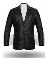Leather Blazer Jacket Coat Men's Button Lambskin Soft Two Vintage Slim Black 5 - $51.43 - $127.16