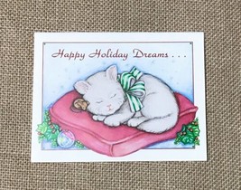 Ephemera Vintage Gail L Pepin Kitty Cat And Mouse Sleeping Holiday Card - $4.95