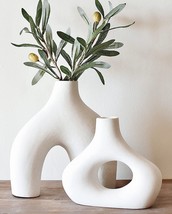 Carrot&#39;S Den Donut Vase, Set Of 2 - Minimalist Nordic Style, White, Warm White - £40.89 GBP