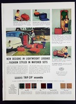1953 Leed&#39;s Trip-Zip Plaid Luggage Vintage Magazine Print Ad - $7.43