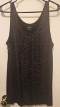 Womans LOFT Ann Taylor Black XL Sleeveless Shirt Black And White Dots - $14.85