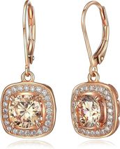 2.00 Ct Cushion Cut Peach Morganite Drop &amp; Dangle Earrings 14K Rose Gold Finish - £71.76 GBP