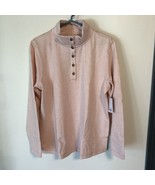 Women&#39;s Craft &amp; Barrow Button- Down Fleece Sweatshirt Pink Paisley size L - $342.93 MXN