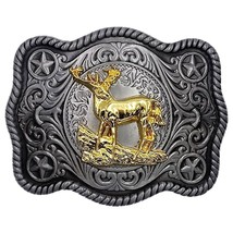 Golden Deer Design Silver Metal Belt Buckle - $8.31