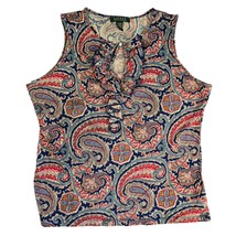 Ralph Lauren Top Womens Size Extra Large Sleeveless Keyhole Neck Ruffle ... - £15.68 GBP