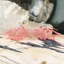 Dinosaur Earrings Triceratops Pink Dangle Casual Fashion Jewelry image 2