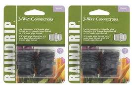 Drip Irrigation 3-Way Connector 3/4&quot; Threaded Black 2-ct, Raindrip R660C... - $21.77
