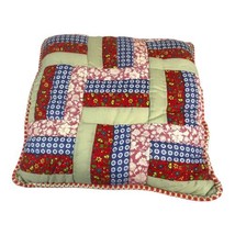 Vintage Quilted Pillow Colorful 70s Patchwork Throw  14” Boho Kitschy Grannycore - £37.06 GBP