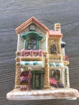 **HAND PAINTED BISQUE PORCELAIN MINIATURE OLDE TOWN VILLAGE GROCERY - $18.42