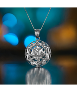 Polished Sterling Silver Lotus Mandala Yoga Pendant Necklace - $34.28 CAD+