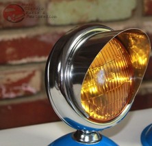 5&quot; Small Chrome Amber Glass Visor Fog Light Lamp 12 Volt Custom Car Pickup Truck - £40.49 GBP
