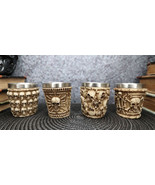 Ebros Ossuary Macabre Morphing Skulls &amp; Skeleton Bones 3D Shot Glasses S... - $27.99