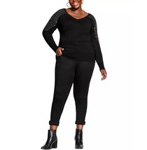 City Chic Womens Small Black Trendy Dream Shoulder Sweater NWT CM80 - $42.13