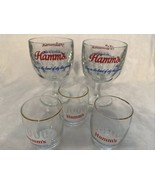 VINTAGE 2 HAMM&#39;S BEER HEAVY GLASS GOBLET CHALICE BORN IN LAND SKY BLUE W... - $28.04