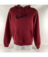 Nike Hoodie Men Medium MD Maroon Embroidered Swoosh Check Pullover Sweat... - $545.62 MXN