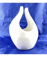 Torre &amp; Tagus Vase White Short 7" High Modern Minimalist Clean Lines - $71.28