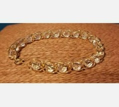 Avon Tennis Bracelet Goldtone W/ Crystal Design - £18.98 GBP