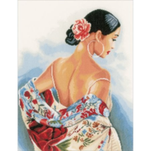 FLOWER SCARF Counted Cross Stitch Kit by Lanarte with 14 count aida - £63.15 GBP
