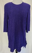 Maren Purple Crinkle Tunic Blouse Top Women&#39;s Large Side Tie Vintage - $15.87
