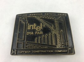 Intel D1A FAB Vintage Belt Buckle Hoffman Construction Company 100000 Hr... - $28.05