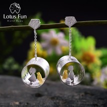 Lotus Fun Real 925 Sterling Silver Earrings Creative Handmade Fine Jewelry Meeti - £43.55 GBP
