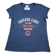 5TH Ocean Shirt Womens L Blue Chicago Cubs Short Sleeve VNeck Knit Casual Tee - £14.72 GBP