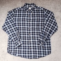 Chaps Men&#39;s Size L Plaid Black/Blue Long Sleeve Button-Down Flannel Shirt - £14.78 GBP