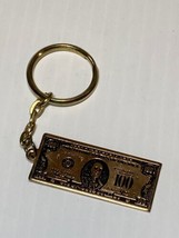 Vintage KeyChain Money 100 Dollar Bill Gold Tone Cash Key Ring - £7.91 GBP