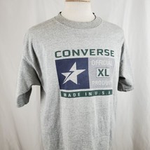 Vintage Converse Official Product Made in USA T-Shirt XL Gray Crew Cotton 90&#39;s - £19.51 GBP