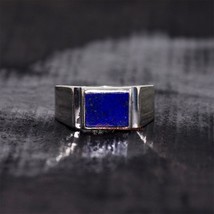 Handmade Minimalist Afghani Lapis Lazuli 925 Silver Ring Christmas Gift for Him - £40.68 GBP