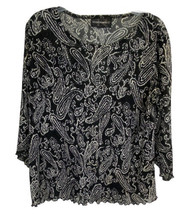 Requirements Womens Shirt Size Medium Black White Swirl 3/4 Sleeve Norm Core - £13.57 GBP