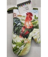 1 Printed Kitchen Oven Mitt (7&quot;x12&quot;) RED HEADED ROOSTER, with green back... - £6.22 GBP