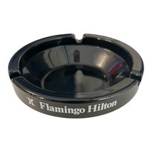 Flamingo Hilton Las Vegas Glass Ashtray Black 4.5 Inch Vintage Casino - $19.80