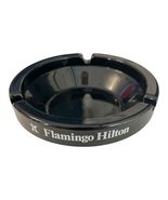 Flamingo Hilton Las Vegas Glass Ashtray Black 4.5 Inch Vintage Casino - $19.80