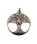 Solid 925 Sterling Silver Wondrous Tree of Life Pendant With Faceted Gem... - £81.69 GBP
