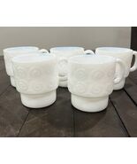 Vintage Hazel Atlas Hazelware White Milk Glass Scroll &amp; Dots Embossed Mu... - $194.23 CAD