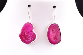 Handmade Rhodium Polished Irregular Fancy Stone Unique Designer Earrings Women - £22.10 GBP