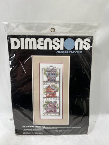 Vintage Dimensions 1989 Stamped Cross Stitch Victorian Welcome  Kit 8X20 #3099 - £5.13 GBP