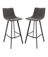 LeisureMod Light Brown Leather Bar Stool Set of 2 - Ergonomic Counter He... - $4,746.85 MXN+