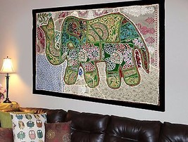 Indian Vintage Cotton Wall Tapestry Ethnic Elephant Hanging Decor Hippie X28 - £19.34 GBP