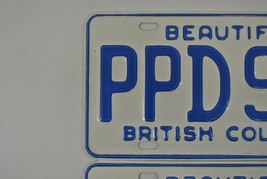 Beautiful British Columbia License Plate Lot of 2 #PPD 908 1974 White &amp; ... - £26.99 GBP
