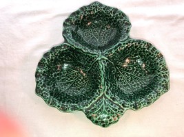 Green Majolica Relish Plate Shorter &amp; Sons LTD Stokes on Trent Cabbage Leaf Mint - £28.41 GBP