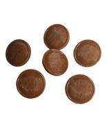 Lot 6 Medium Buttons VTG Brown Textured Wood Grain Size 22mm Shank - £5.25 GBP