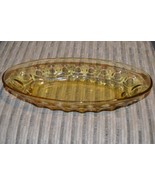 Vintage 1970s amber depression glass curved bowl -boat shaped serving bowl. - $9.99