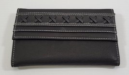 MM) Women&#39;s Black Faux Leather Tri-Fold Wallet Credit Card Holder Clutch - £6.34 GBP