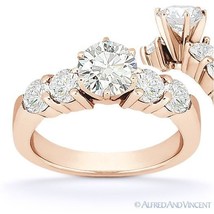 Round Cut Moissanite 6-Prong Ctr 5 Five-Stone Engagement Ring in 14k Rose Gold - £715.38 GBP+