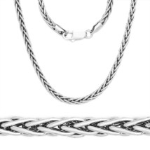 1.2mm 925 Italy Sterling Silver Wheat Spiga Rope Link Chain Necklace Sol... - £24.04 GBP